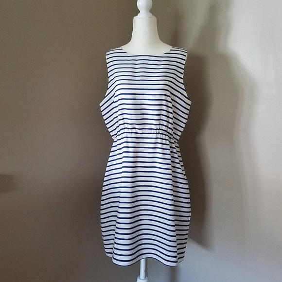 J. Crew Dresses & Skirts - J. Crew Blue-and-White Striped Elastic Waist Dress